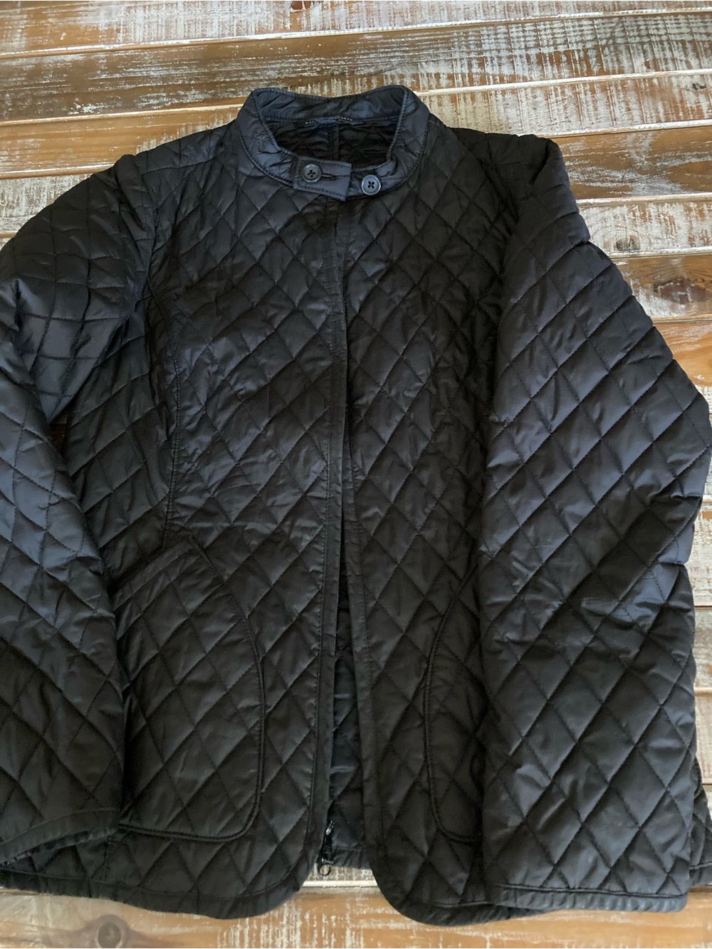 Banana Republic Black Quilted Stand-Collar Puffer Jacket